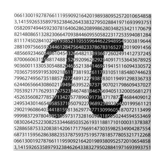 Originalsvart nummer pi dag, matematisk symbol kakelplatta (Framsidan)