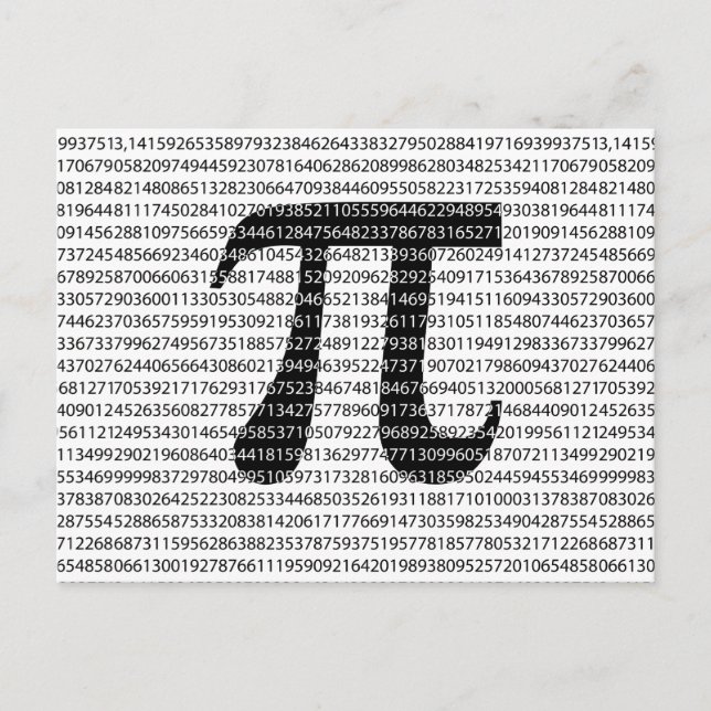 Originalsvart nummer pi dag, matematisk symbol vykort (Framsida)
