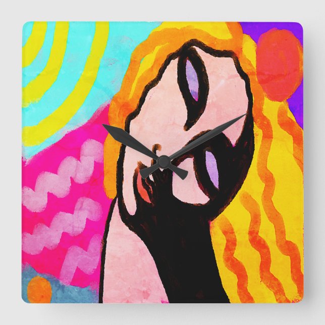 Originalteckning av Abstrakt Fyrkantig Klocka (Framsida)