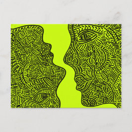 Originalteckning av abstrakt vykort