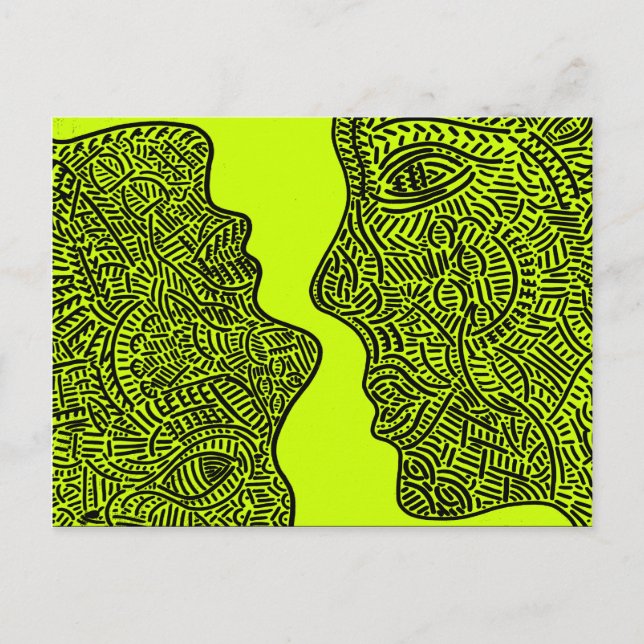 Originalteckning av abstrakt vykort (Framsida)