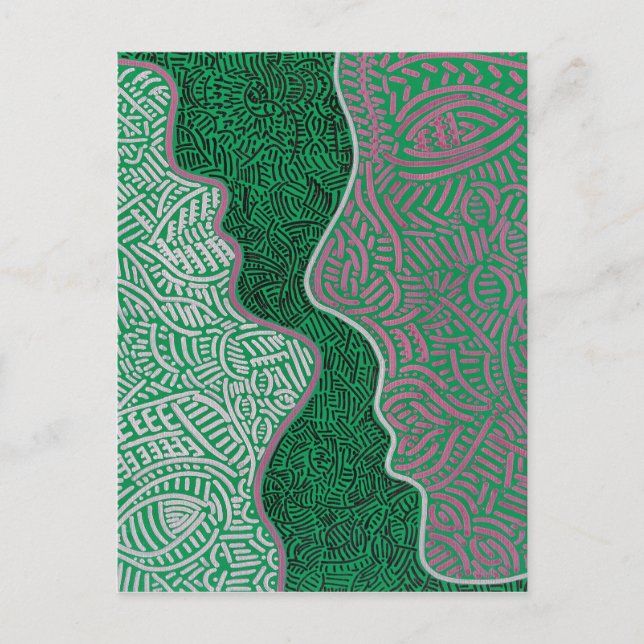 Originalteckning av abstrakt vykort (Framsida)