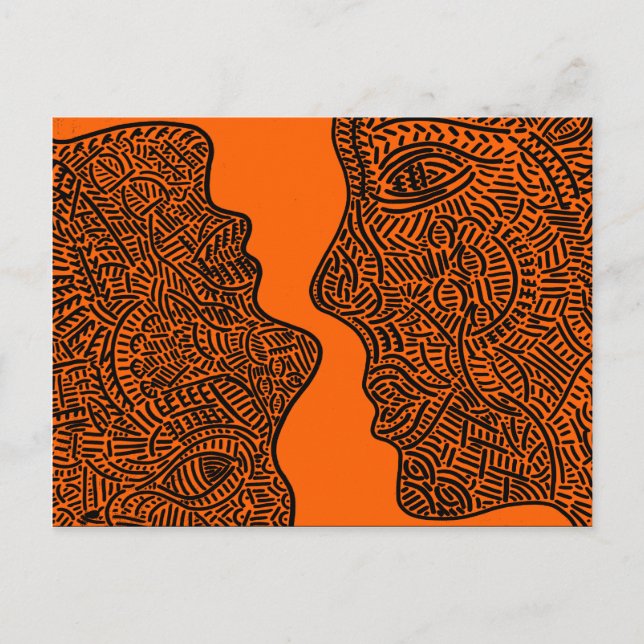 Originalteckning av abstrakt vykort (Framsida)