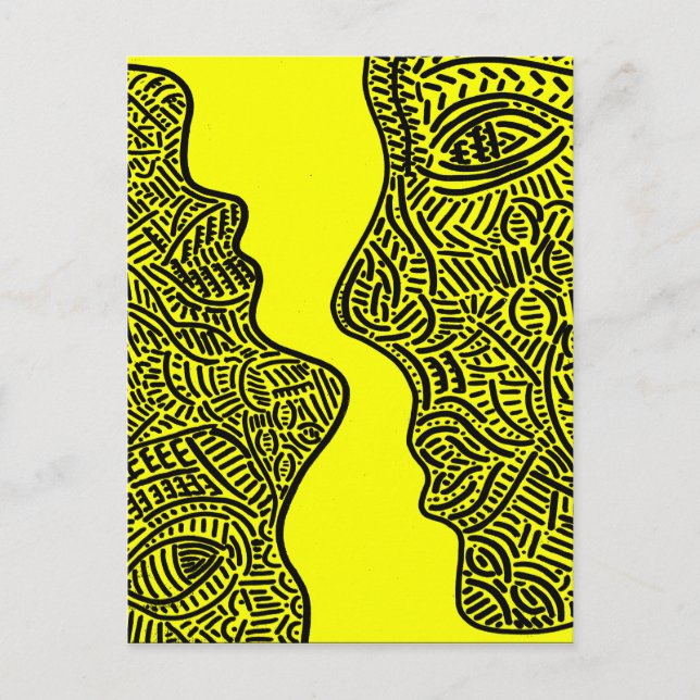 Originalteckning av abstrakt vykort (Framsida)