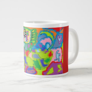 Originalteckning med flera färgade Abstrakter lju Jumbo Mugg