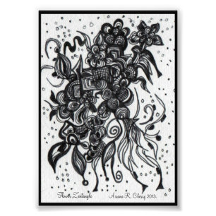 Originalteckning skrivs ut i ACEO 4x5. Flower Fototryck
