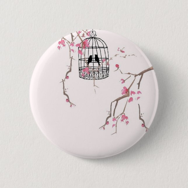 Originalteckningar av körsbärsbärsbilder med blomm knapp (Framsida)