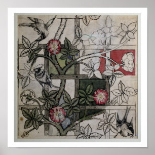 Originalteckningar för Trellis-tapet-design, 1 Poster