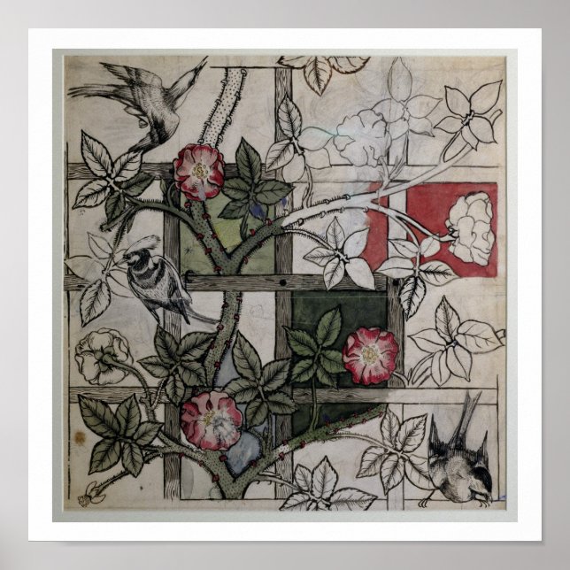 Originalteckningar för Trellis-tapet-design, 1 Poster (Framsidan)