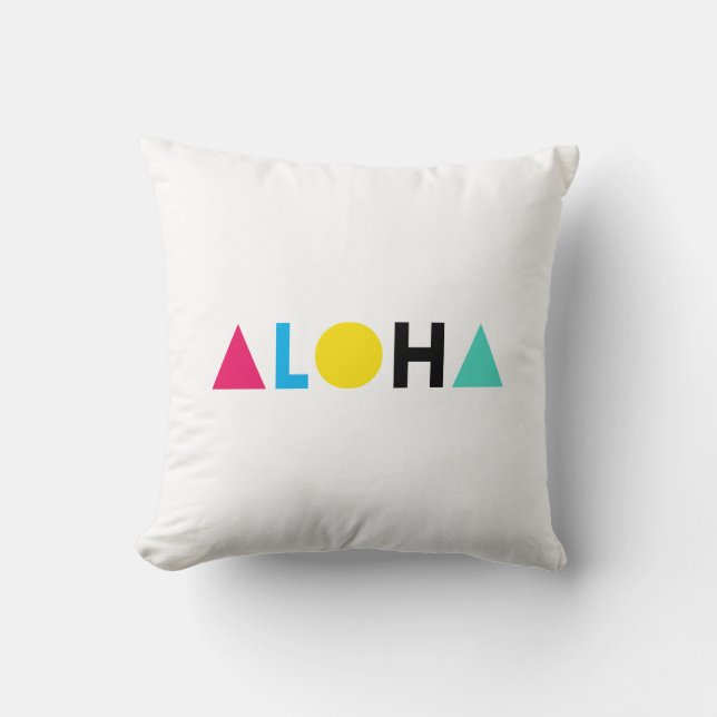 Originaltext ALOHA färg brev Classic Round S Kudde (Framsida)