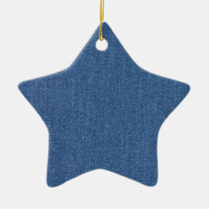 Originaltextilvävnad blå mode jean denim julgransprydnad keramik