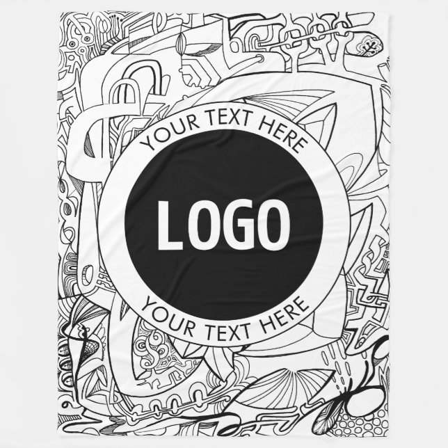 Originell modern linjekonst & din logotyp fleecefilt (Framsidan)