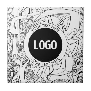 Originell modern linjekonst & din logotyp kakelplatta