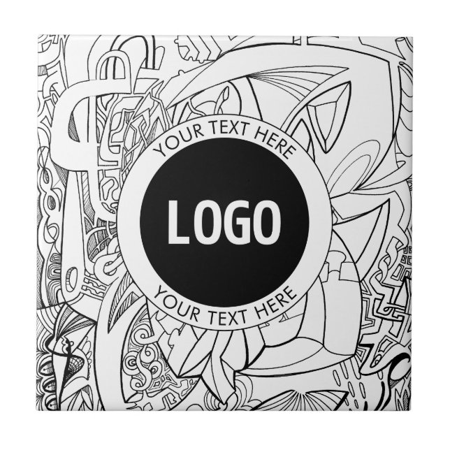 Originell modern linjekonst & din logotyp kakelplatta (Framsidan)