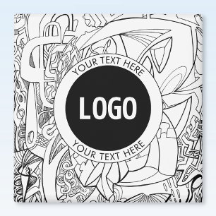 Originell modern linjekonst & din logotyp magnet