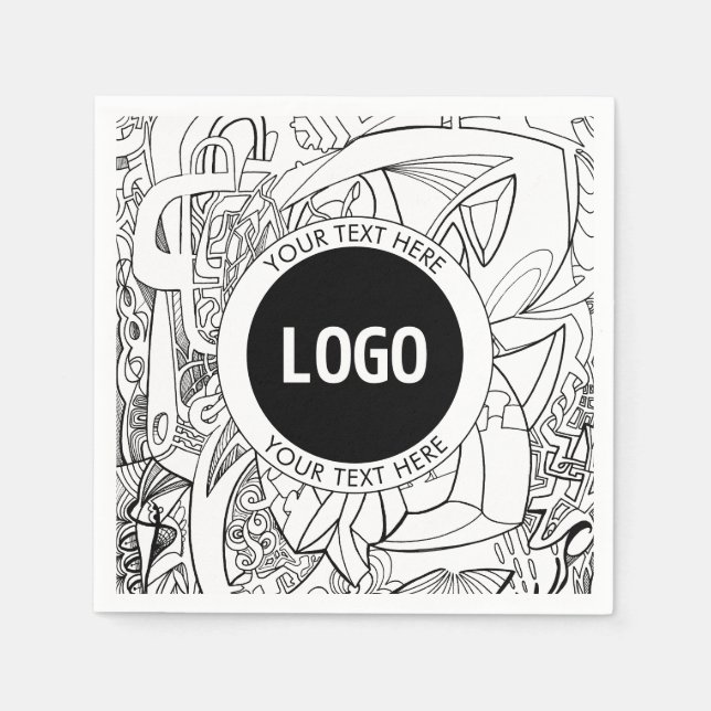 Originell modern linjekonst & din logotyp pappersservett (Framsidan)