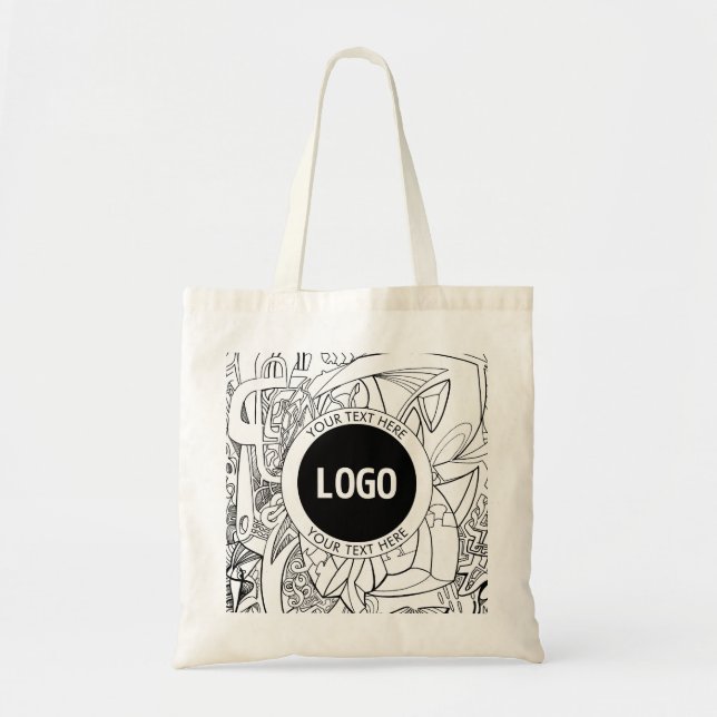 Originell modern linjekonst & din logotyp tygkasse (Framsidan)