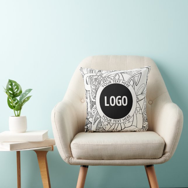 Originell modernt linjekonst & din logotyp kudde (Stol)