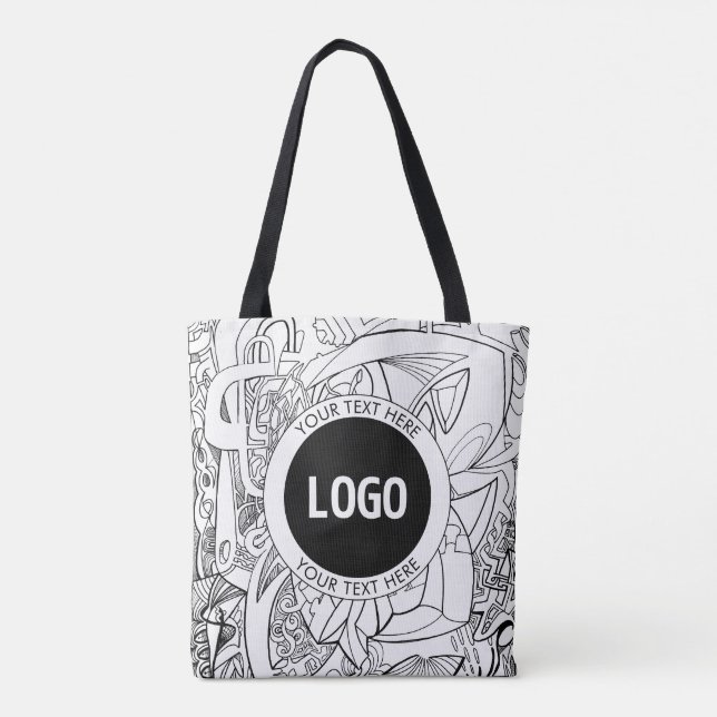 Originell modernt linjekonst & din logotyp tygkasse (Baksida)