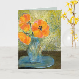 Originell samtida finkonst blommålning kort