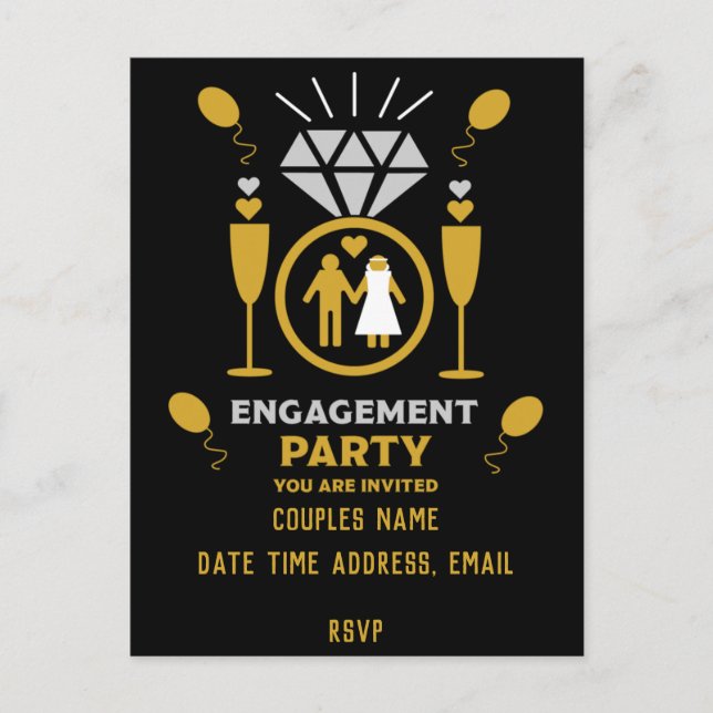 Originella roliga förlovningsfestinladningar vykort (Framsida)