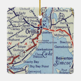 Orillia ON Vintage Karta Julgransprydnad Keramik