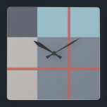 Öring Blå Grått bomullsfrö, Orange Röd Mönster Fyrkantig Klocka<br><div class="desc">。 。</div>