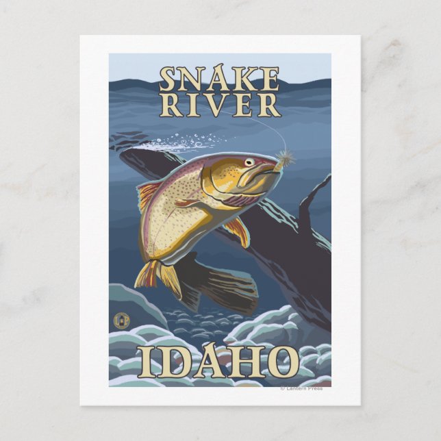 Öring Fishing Kor-Section - Snake River Vykort (Framsida)