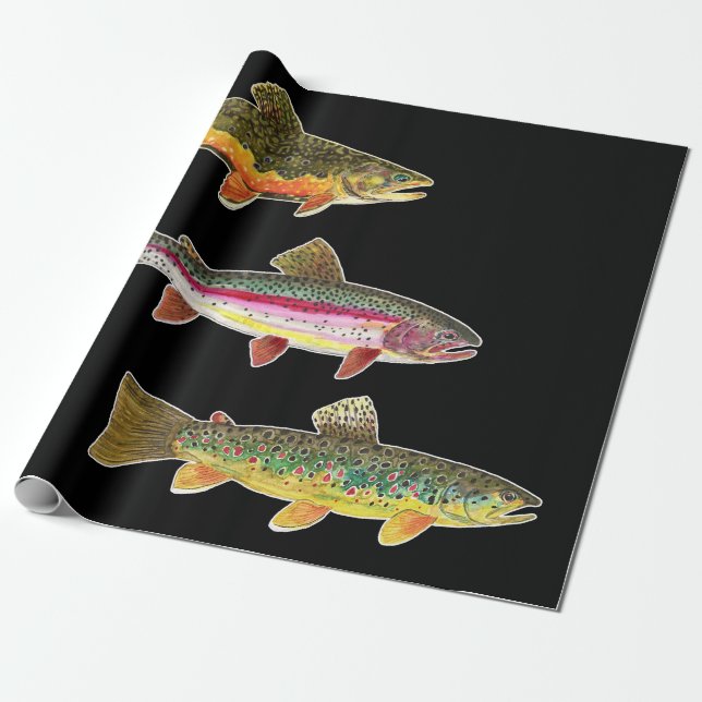 Öring Flygfiske - Brook, Brown, Rainbow Presentpapper (Utrullad)