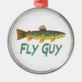 Öring, Flygfiske Julgransprydnad Metall