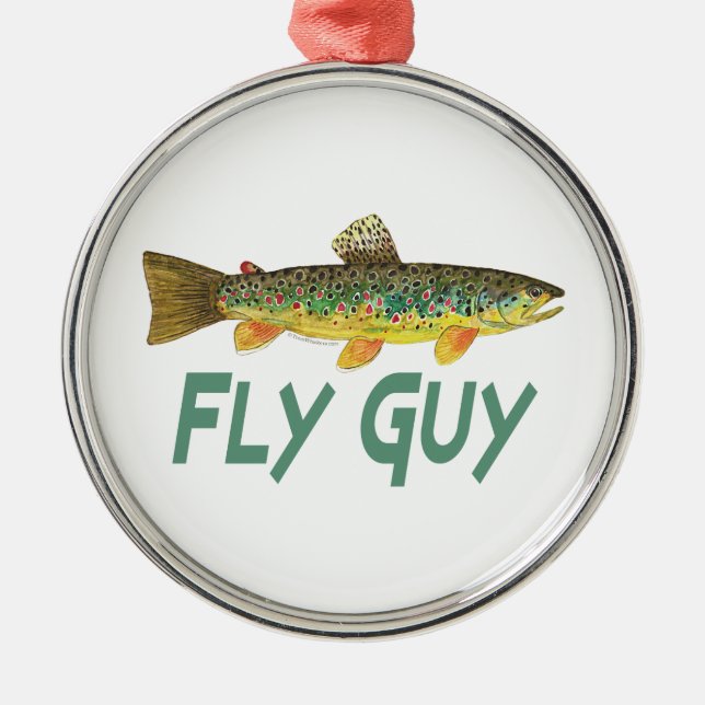 Öring, Flygfiske Julgransprydnad Metall (Framsidan)