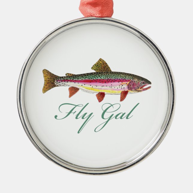 Öring, Flygfiske Julgransprydnad Metall (Framsidan)