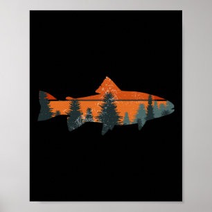 Öring Flygfiske Natur utomhusfiskare Gift Poster