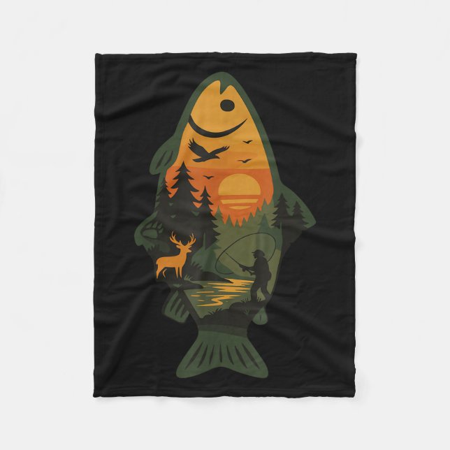 Öring Flygfiske utomhus Forest Nature Wildlife S Fleecefilt (Framsidan)