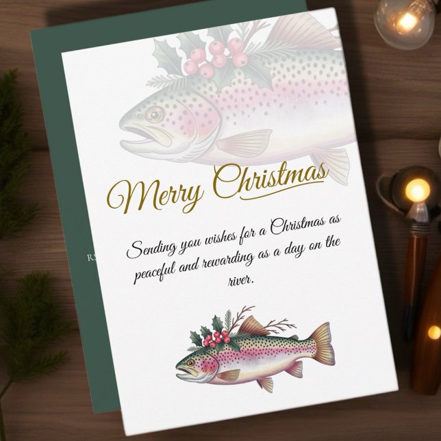 Öring God Jul Inbjudan (Celebrate the holiday season with our Fishing-Themed Christmas Cards collection! )