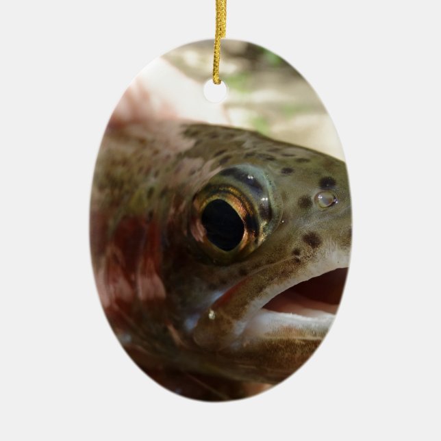 Öring i händerna julgransprydnad keramik (Framsidan)