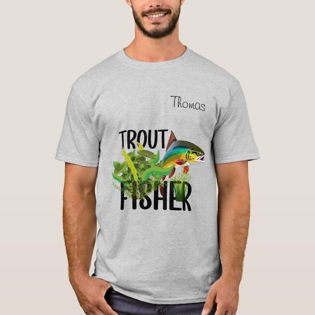 Öringfiskare Regnbågeöring I Naturlig Miljö T Shirt (Framsida)