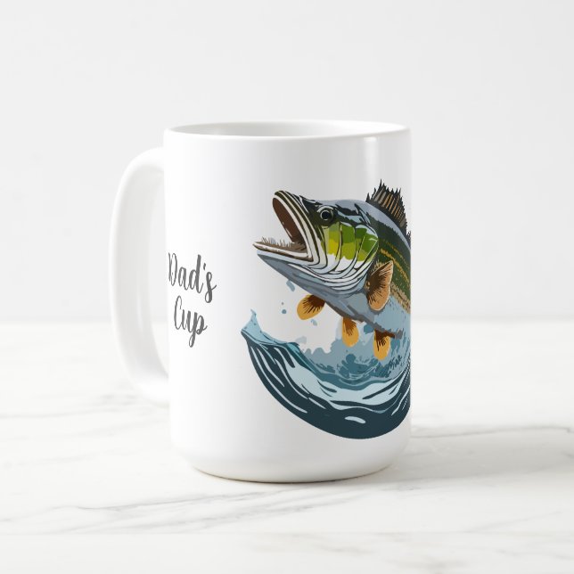 Öringsbass slår vattenlockbete kaffemugg (Framsida vänster)