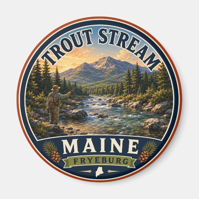Öringström Fryeburg Maine Rund Magnet (Framsidan)