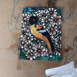 Oriole Bird Art-fågelobservationer vattenfärgen Vykort