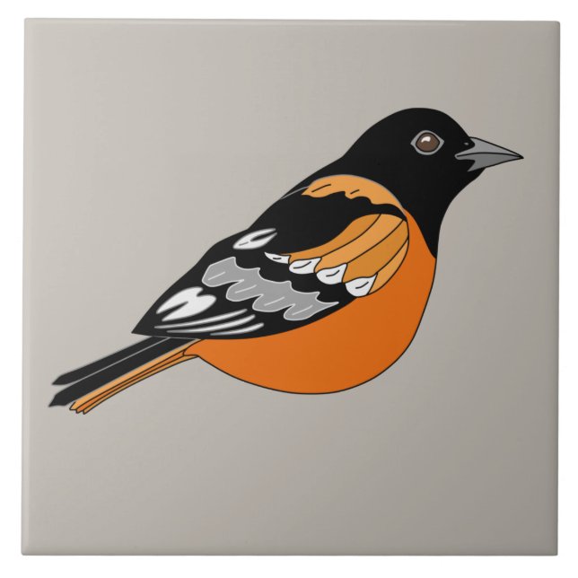 Oriole Black and Orange Bird Graphic Kakelplatta (Framsidan)