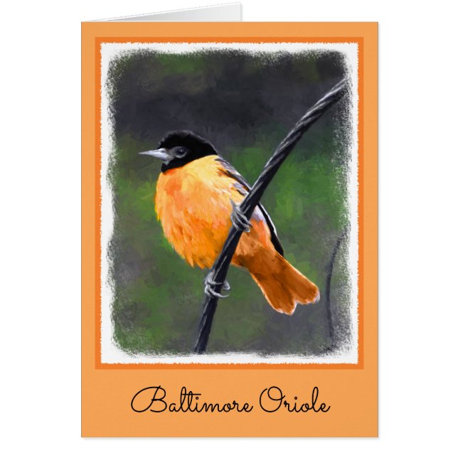 Oriole Painting - Original Bird Art Hälsningskort (Framsidan)