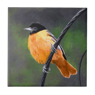 Oriole Painting - Original Bird Art Kakelplatta