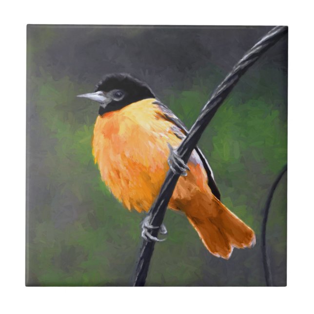 Oriole Painting - Original Bird Art Kakelplatta (Framsidan)