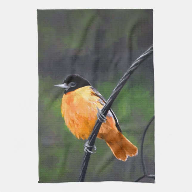 Oriole Painting - Original Bird Art Kökshandduk (Vertikal)