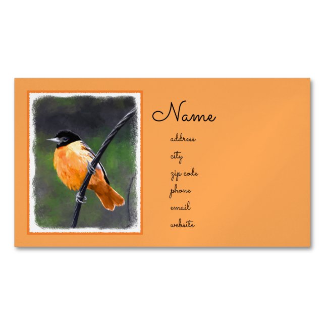 Oriole Painting - Original Bird Art Magnetiska Visitkort (Framsida)