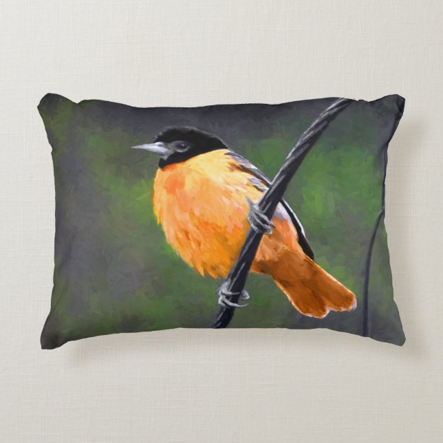Oriole Painting - Original Bird Art Prydnadskudde (Framsidan)