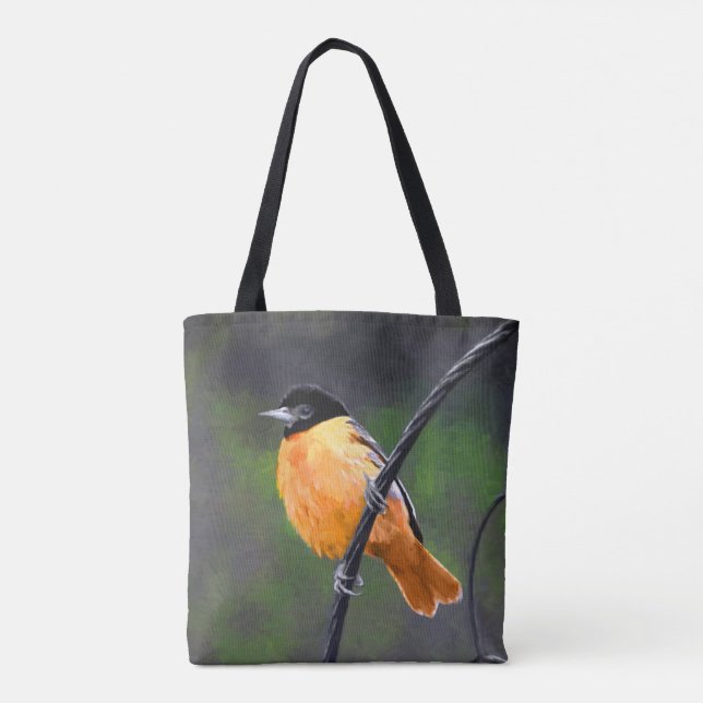 Oriole Painting - Original Bird Art Tygkasse (Baksida)