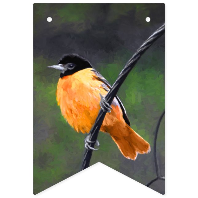 Oriole Painting - Original Bird Art Vimplar (Första flaggan)