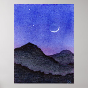Orion & Crescent Måne bergen Poster